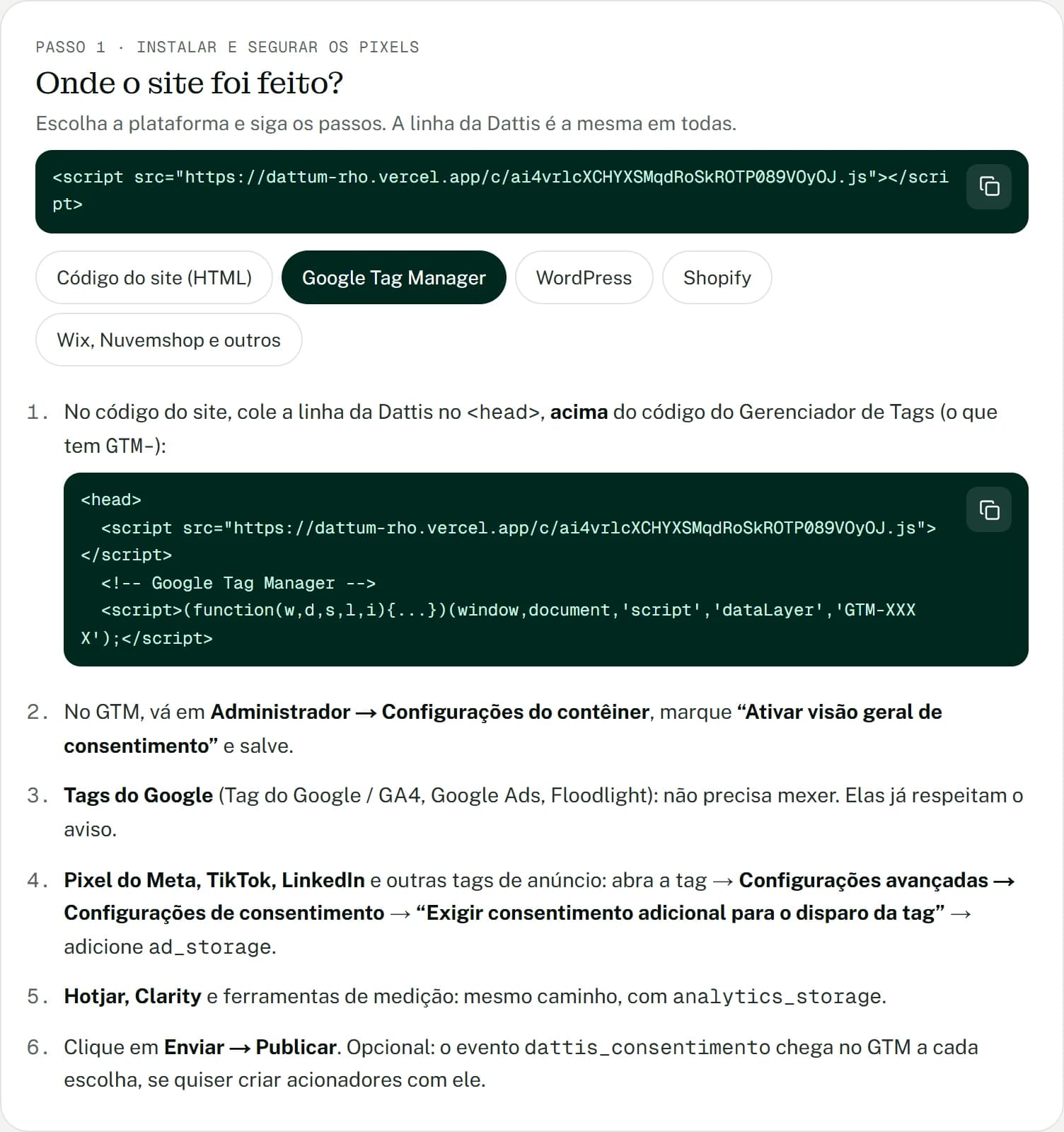 Passo a passo de instalação do aviso de cookies com o Google Tag Manager